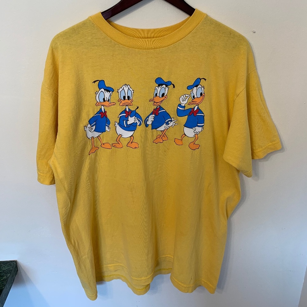 Vintage Disney Donald Duck & Mickey Yellow Tee